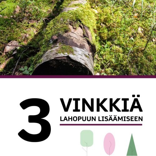 Lahopuu on tärkeää metsäluonnon monimuotoisuudelle, sillä monet metsälajit saavat lahopuusta ravintoa, kasvualustan tai ...